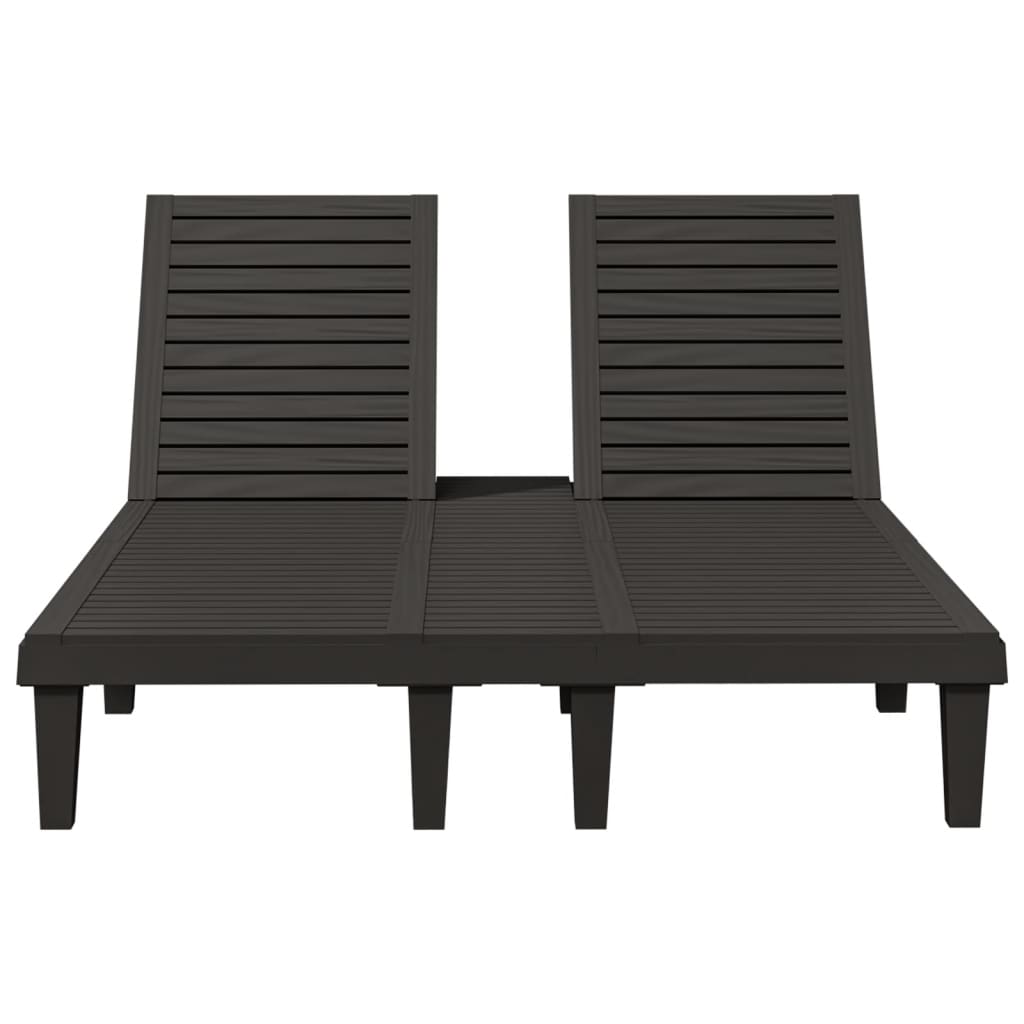 vidaXL Double Sun Lounger Black 155x138x83 cm Polypropylene 4