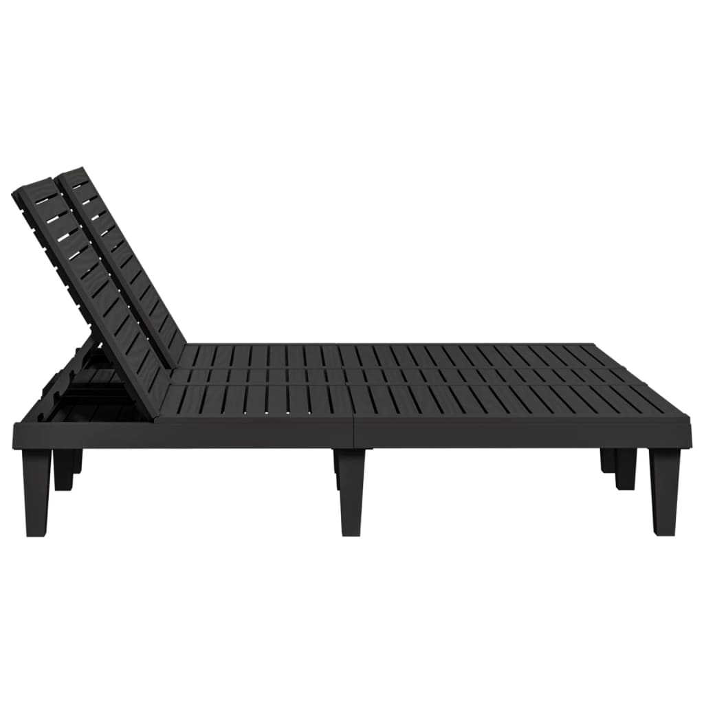 vidaXL Double Sun Lounger Black 155x138x83 cm Polypropylene 5