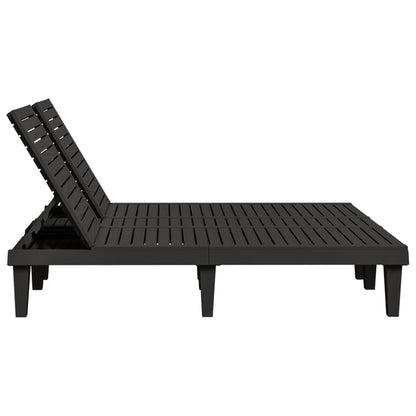 vidaXL Double Sun Lounger Black 155x138x83 cm Polypropylene 5