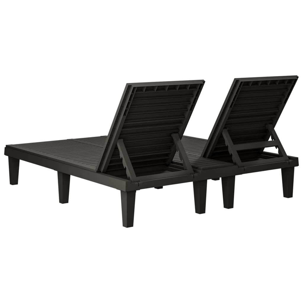 vidaXL Double Sun Lounger Black 155x138x83 cm Polypropylene 6