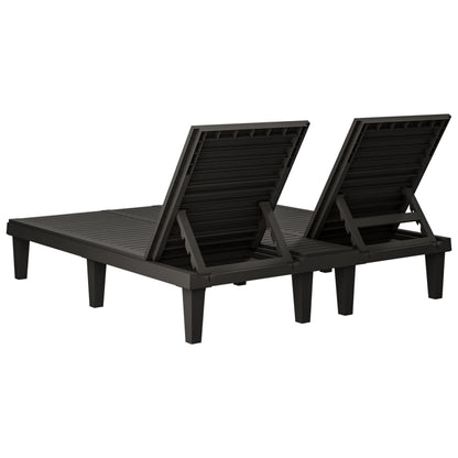 vidaXL Double Sun Lounger Black 155x138x83 cm Polypropylene 6