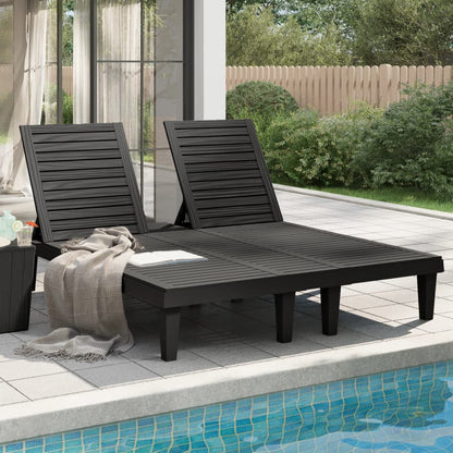 vidaXL Double Sun Lounger Black 155x138x83 cm Polypropylene 1