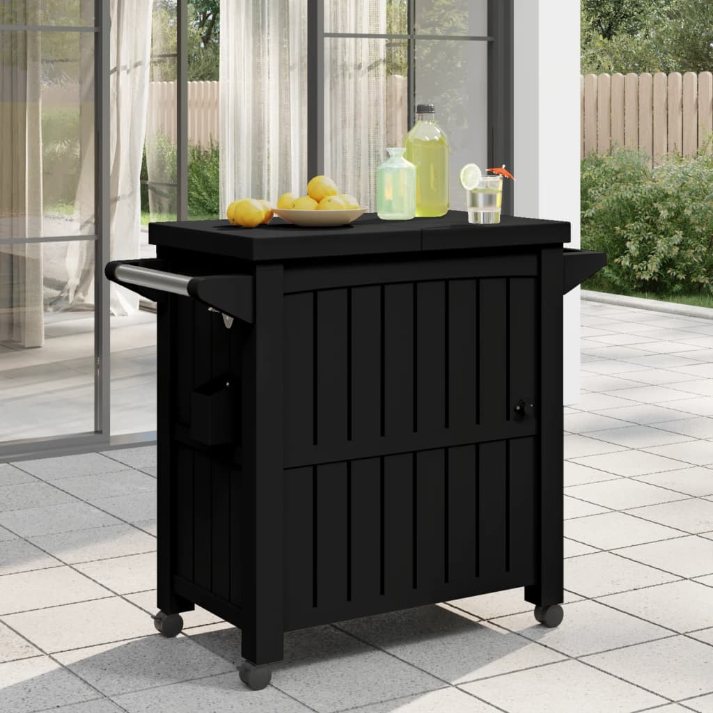 vidaXL 3-in-1 Serving Cart Black Polypropylene 3