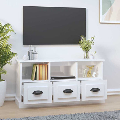 TV Cabinet 100x35x50 cm Engineered Wood High gloss white