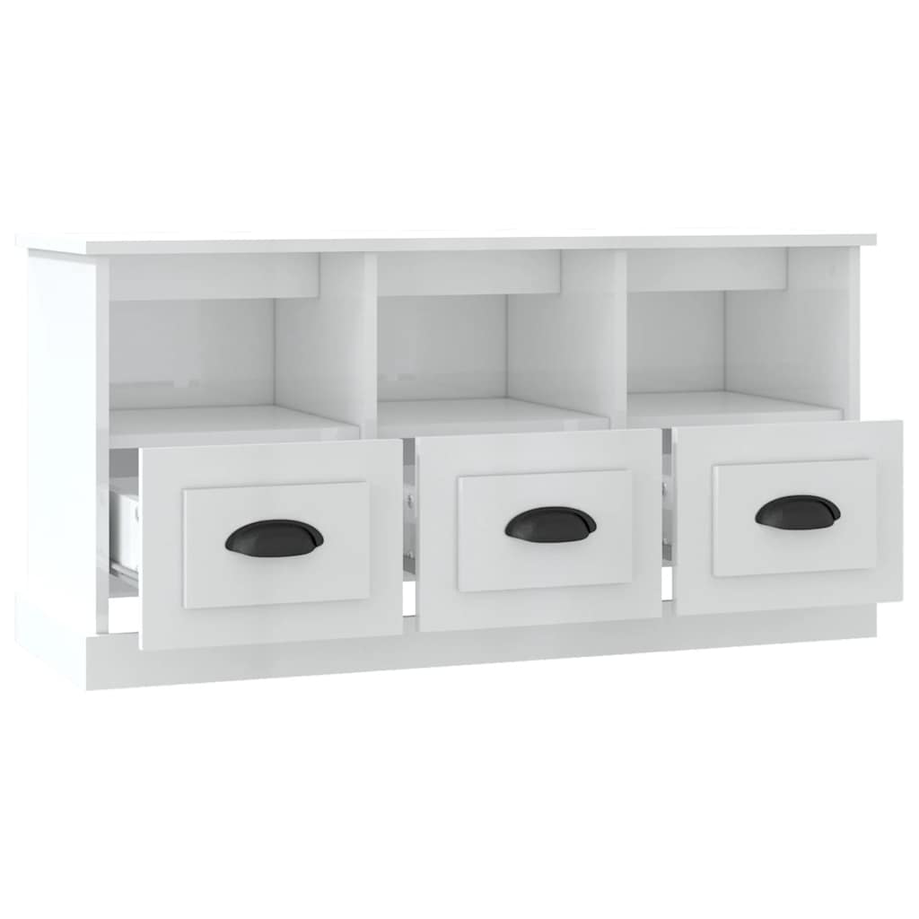 TV Cabinet 100x35x50 cm Engineered Wood High gloss white