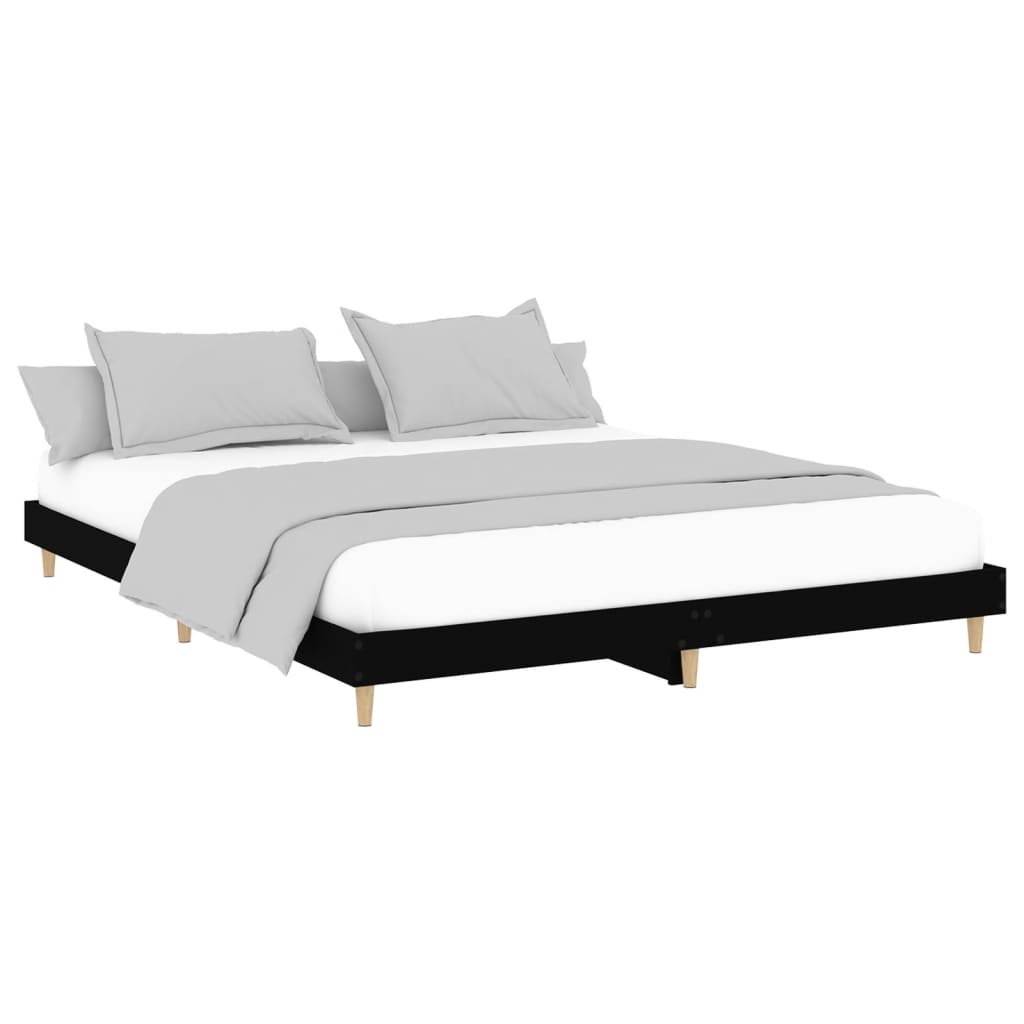 Bed Frame without Mattress Engineered Wood Length 200 cm Black 200 cm