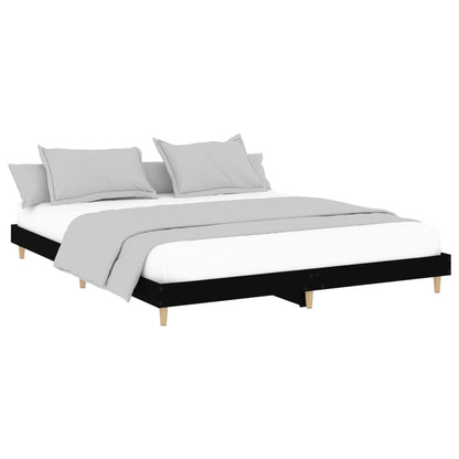 Bed Frame without Mattress Engineered Wood Length 200 cm Black 200 cm