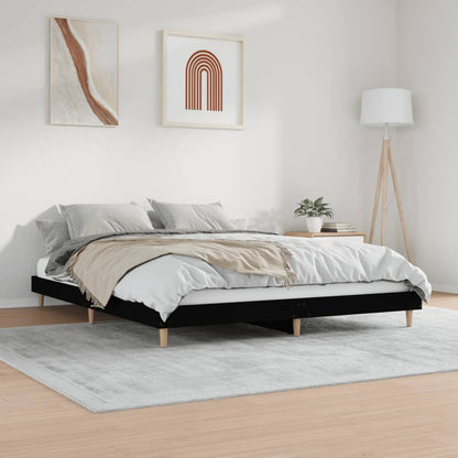 Bed Frame without Mattress Engineered Wood Length 200 cm Black 200 cm