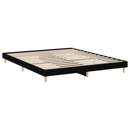 Bed Frame without Mattress Engineered Wood Length 200 cm Black 200 cm