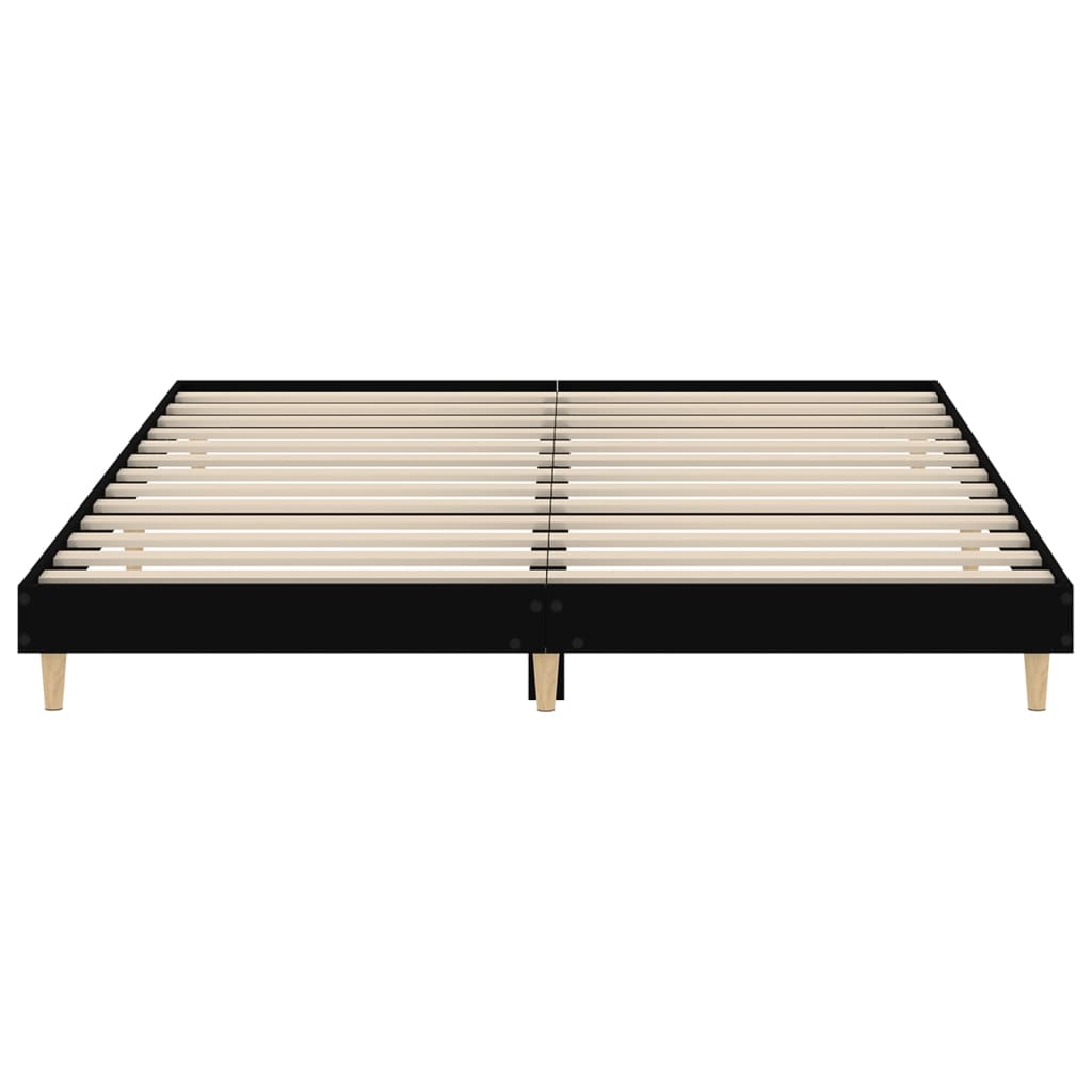 Bed Frame without Mattress Engineered Wood Length 200 cm Black 200 cm