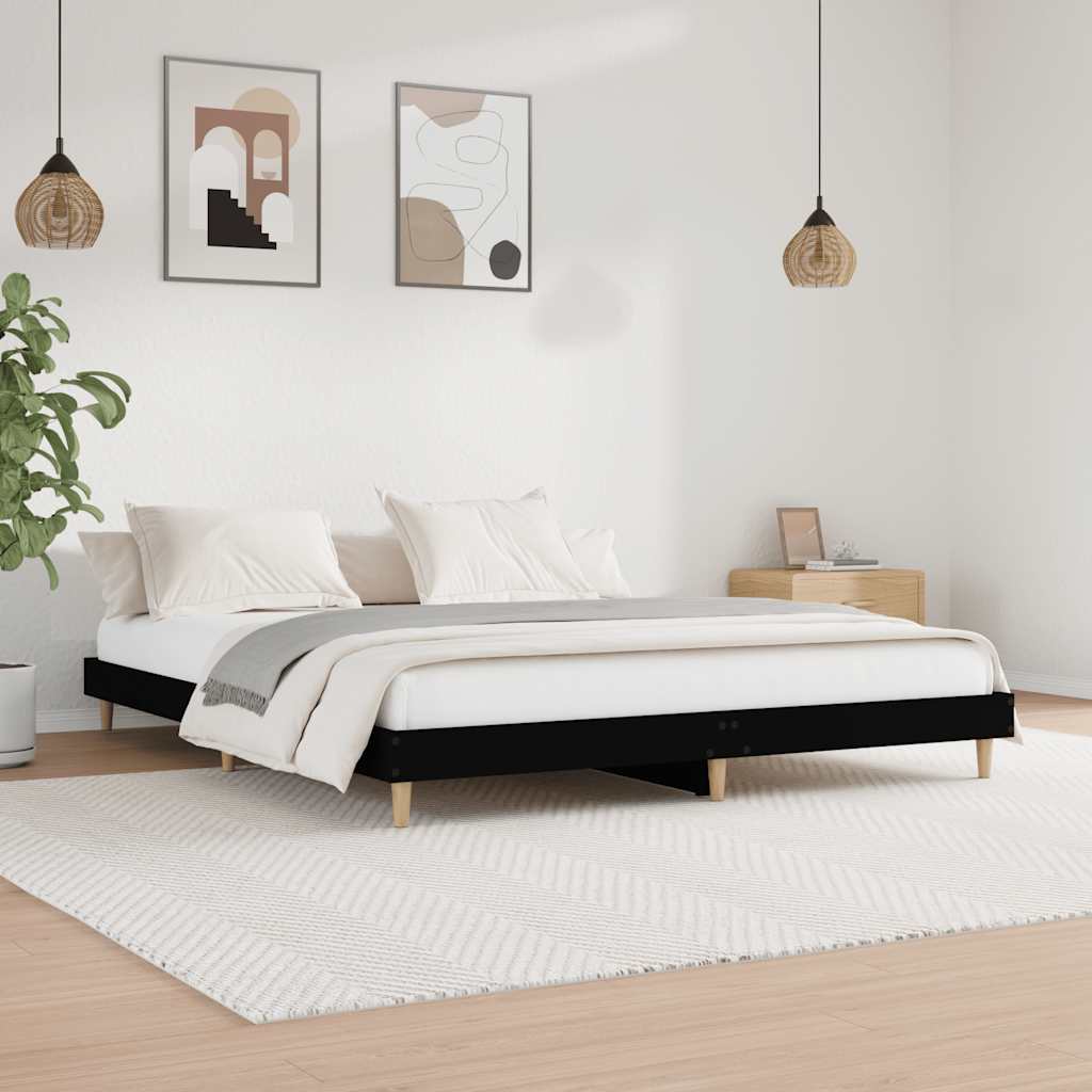Bed Frame without Mattress Engineered Wood Length 200 cm Black 120 cm