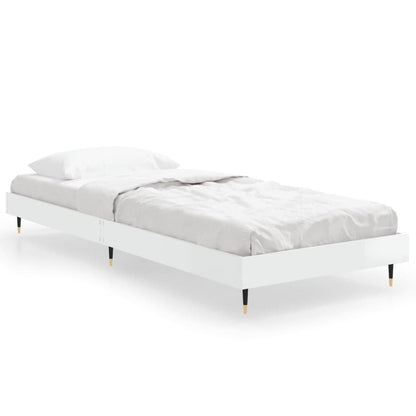 Bed Frame without Mattress 75x190 cm Engineered Wood High gloss white