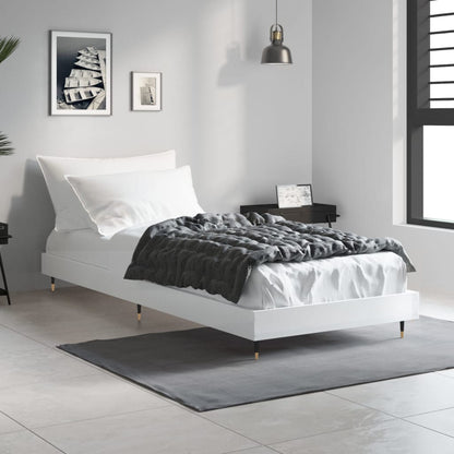 Bed Frame without Mattress 75x190 cm Engineered Wood High gloss white