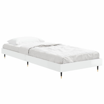 Bed Frame without Mattress 75x190 cm Engineered Wood High gloss white