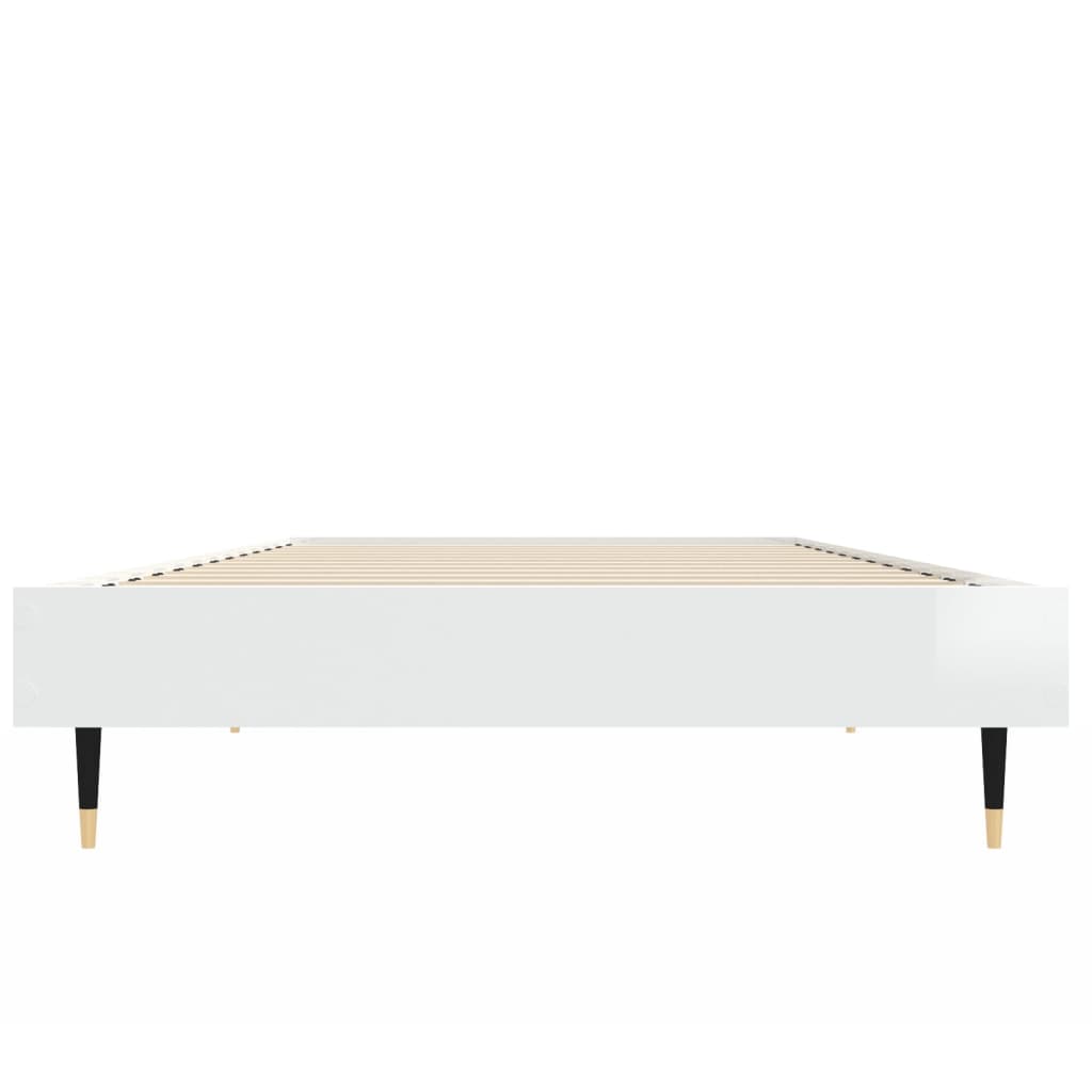 Bed Frame without Mattress 75x190 cm Engineered Wood High gloss white