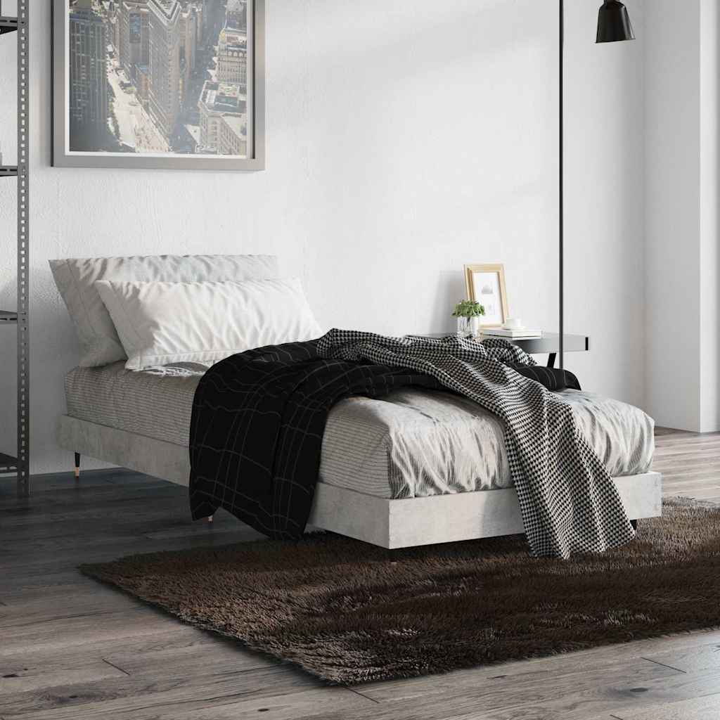 Bed Frame without Mattress 75x190 cm Engineered Wood Concrete grey