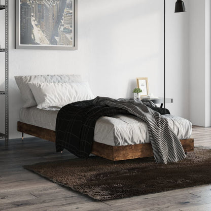 Bed Frame without Mattress 75x190 cm Engineered Wood Smoked oak