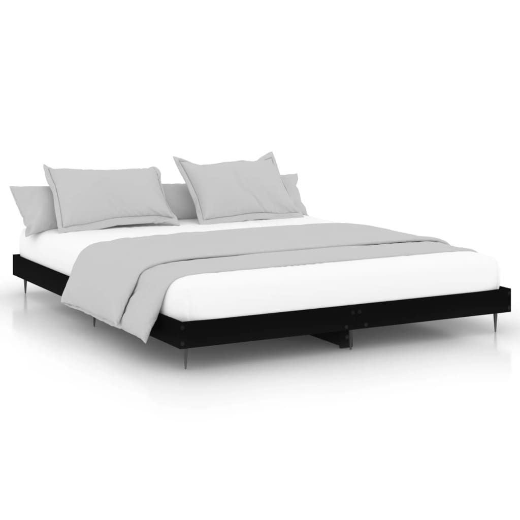 Bed Frame without Mattress Engineered Wood Length 200 cm Black 200 cm