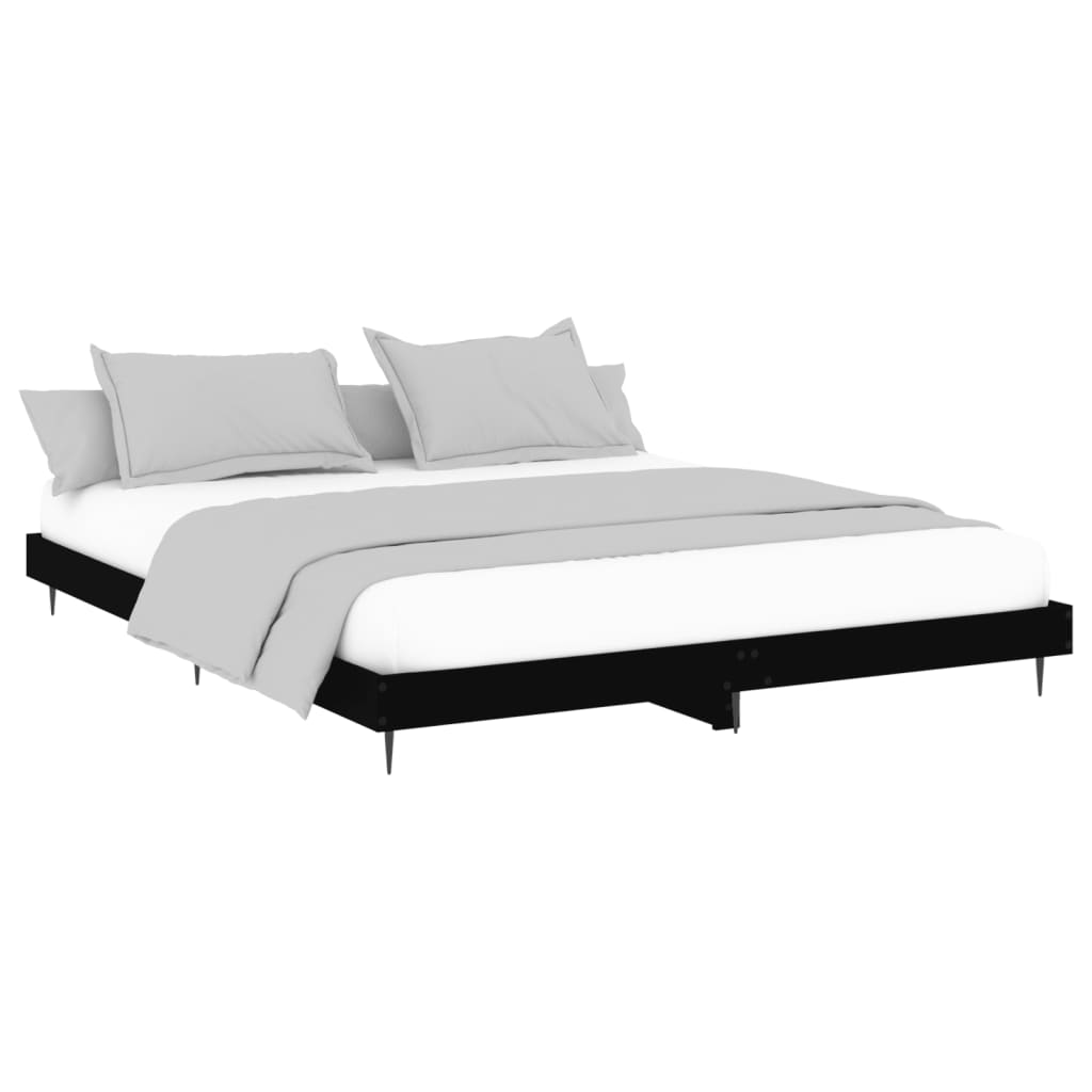 Bed Frame without Mattress Engineered Wood Length 200 cm Black 200 cm