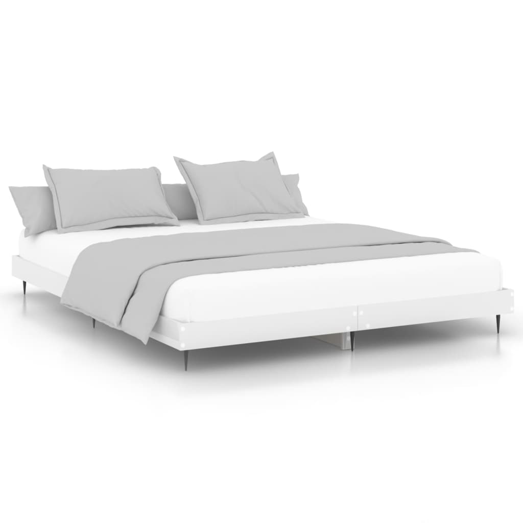 Bed Frame without Mattress Length 200 cm High Gloss White 200 cm