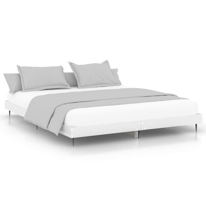 Bed Frame without Mattress Length 200 cm High Gloss White 200 cm