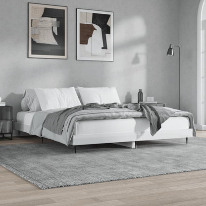 Bed Frame without Mattress Length 200 cm High Gloss White 200 cm