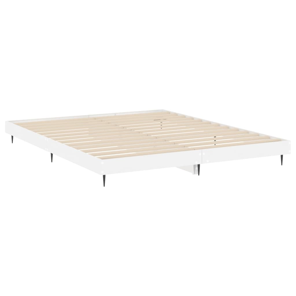 Bed Frame without Mattress Length 200 cm High Gloss White 200 cm