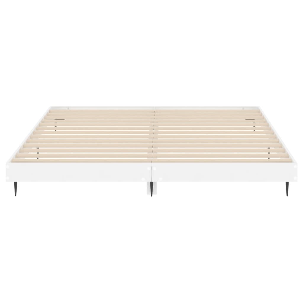 Bed Frame without Mattress Length 200 cm High Gloss White 200 cm