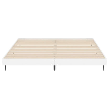 Bed Frame without Mattress Length 200 cm High Gloss White 200 cm
