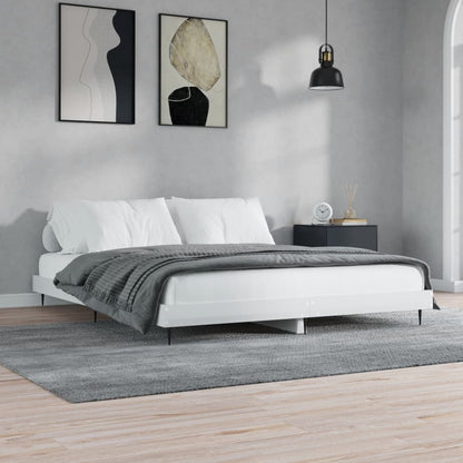 Bed Frame without Mattress Length 200 cm High Gloss White 200 cm