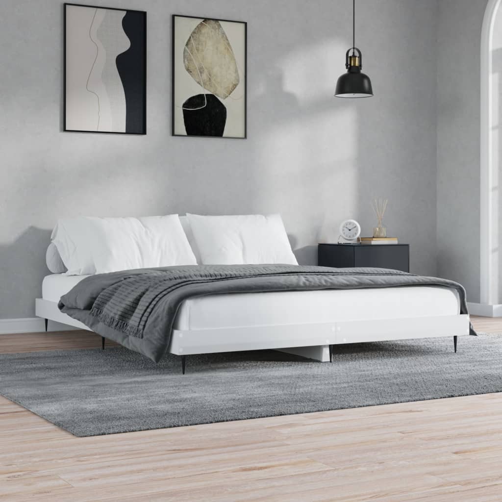 Bed Frame without Mattress Length 200 cm High Gloss White 120 cm