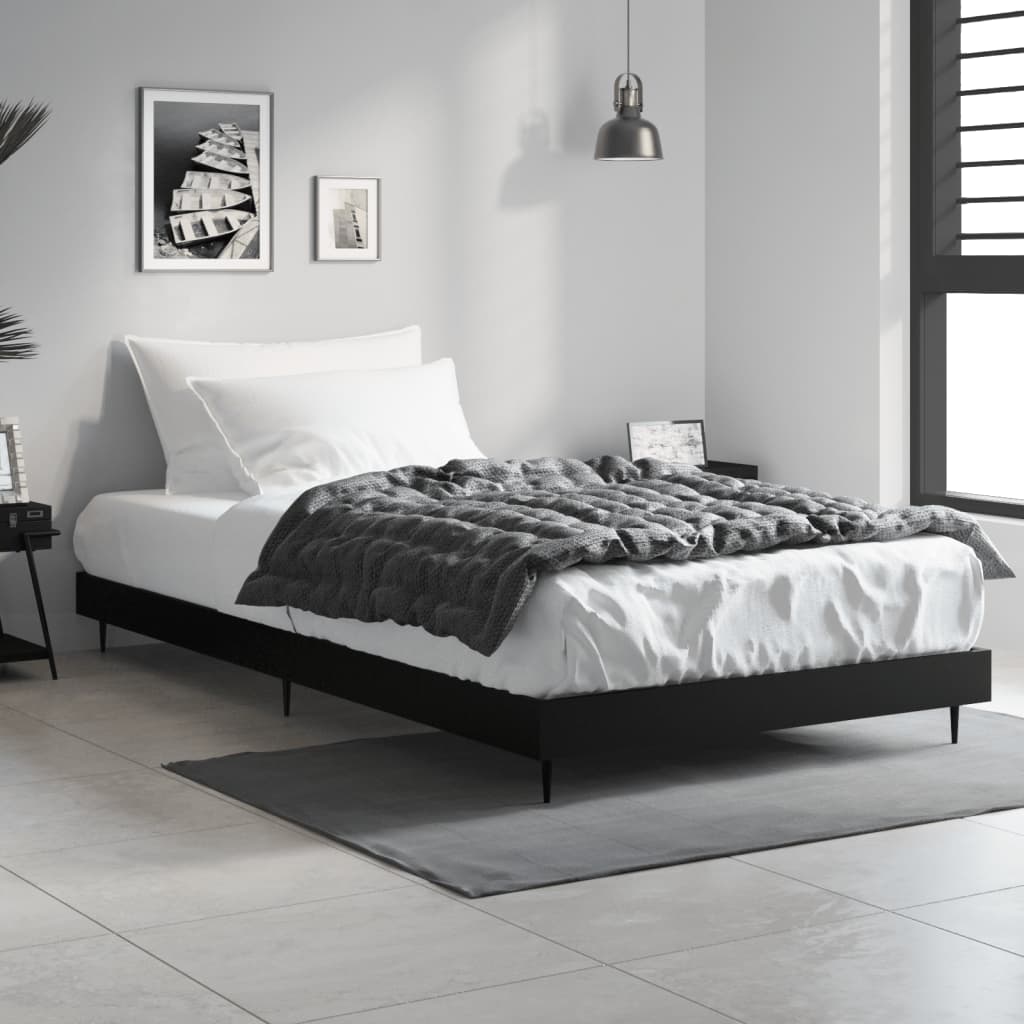 Bed Frame without Mattress Engineered Wood Length 200 cm Black 90 cm