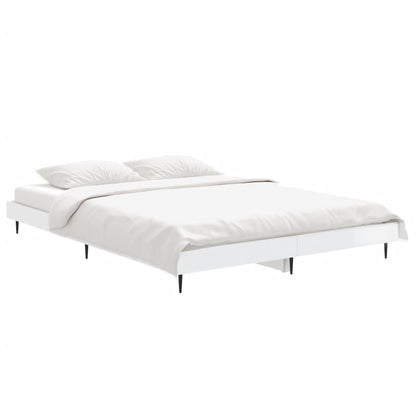 Bed Frame without Mattress 135x190 cm High gloss white