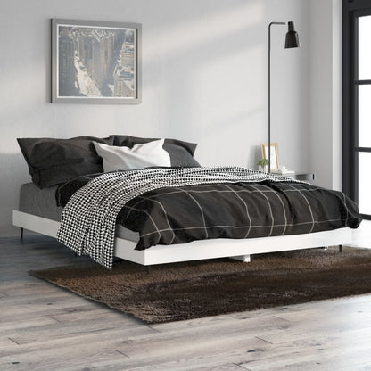 Bed Frame without Mattress 135x190 cm High gloss white