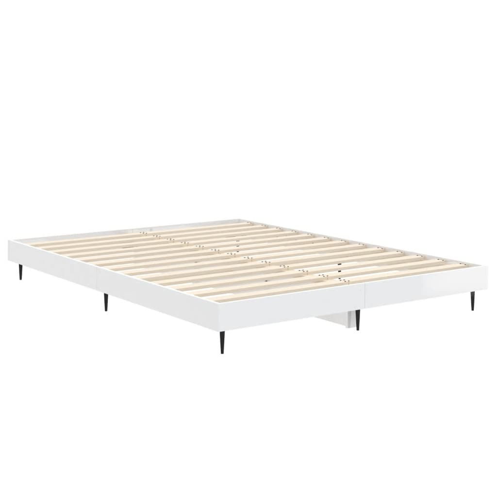 Bed Frame without Mattress 135x190 cm High gloss white