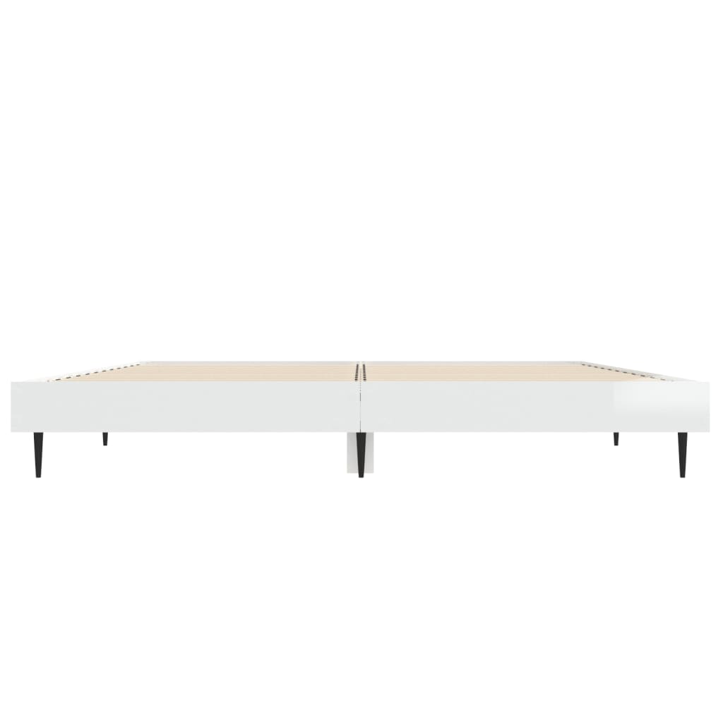 Bed Frame without Mattress 135x190 cm High gloss white