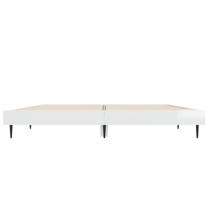 Bed Frame without Mattress 135x190 cm High gloss white