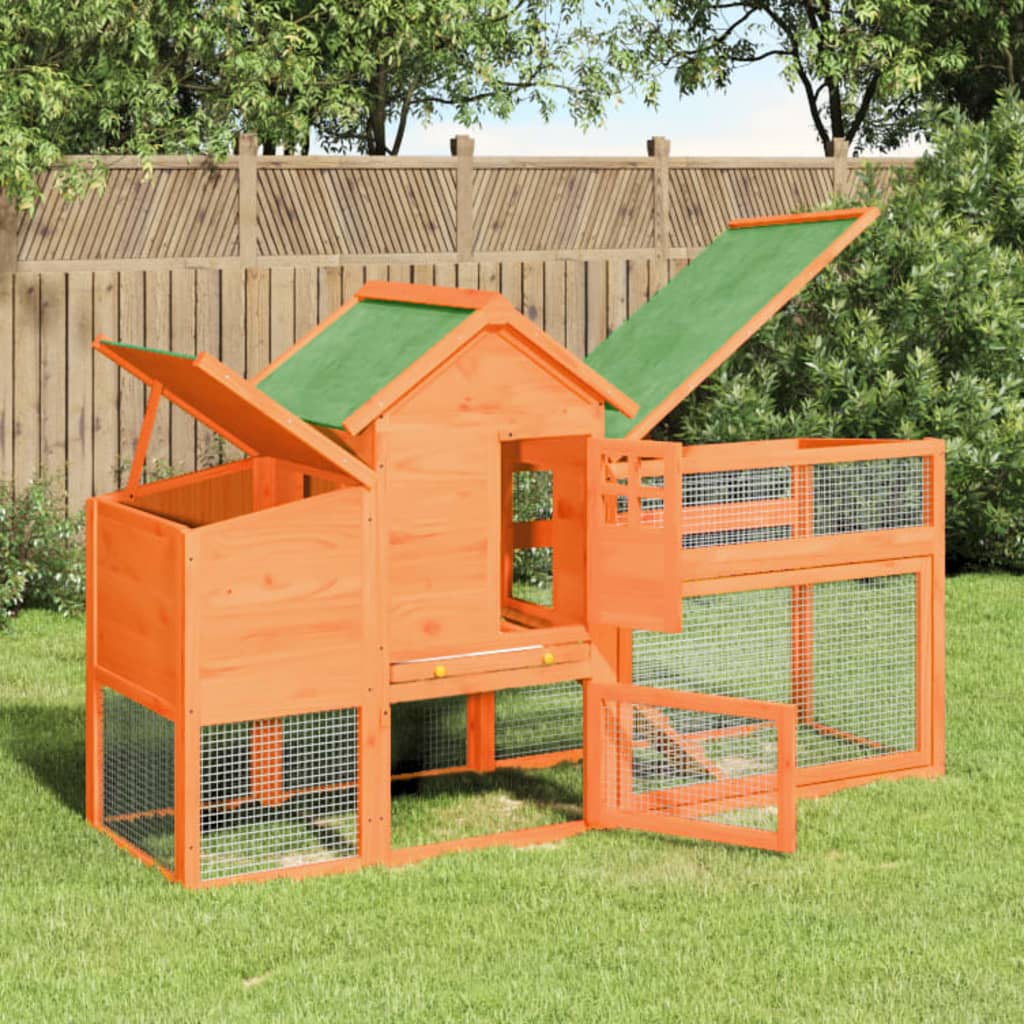 Chicken Coop 186,5x58,5x113 cm Solid Wood Pine Brown
