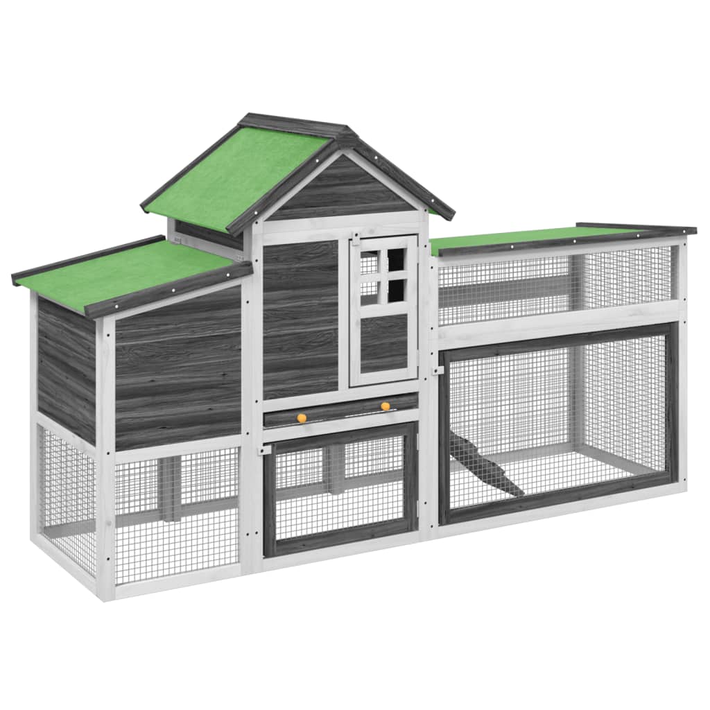 Chicken Coop 186,5x58,5x113 cm Solid Wood Pine Grey