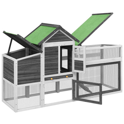 Chicken Coop 186,5x58,5x113 cm Solid Wood Pine Grey