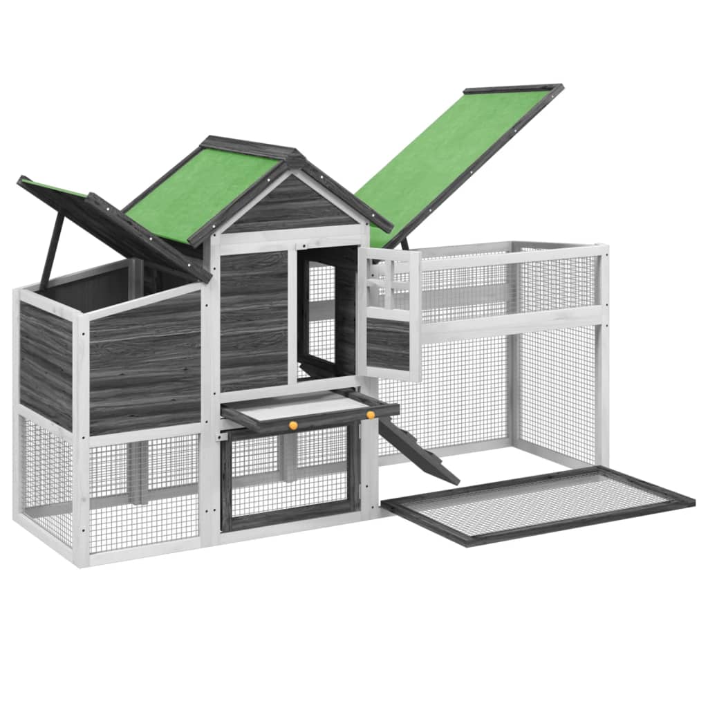 Chicken Coop 186,5x58,5x113 cm Solid Wood Pine Grey