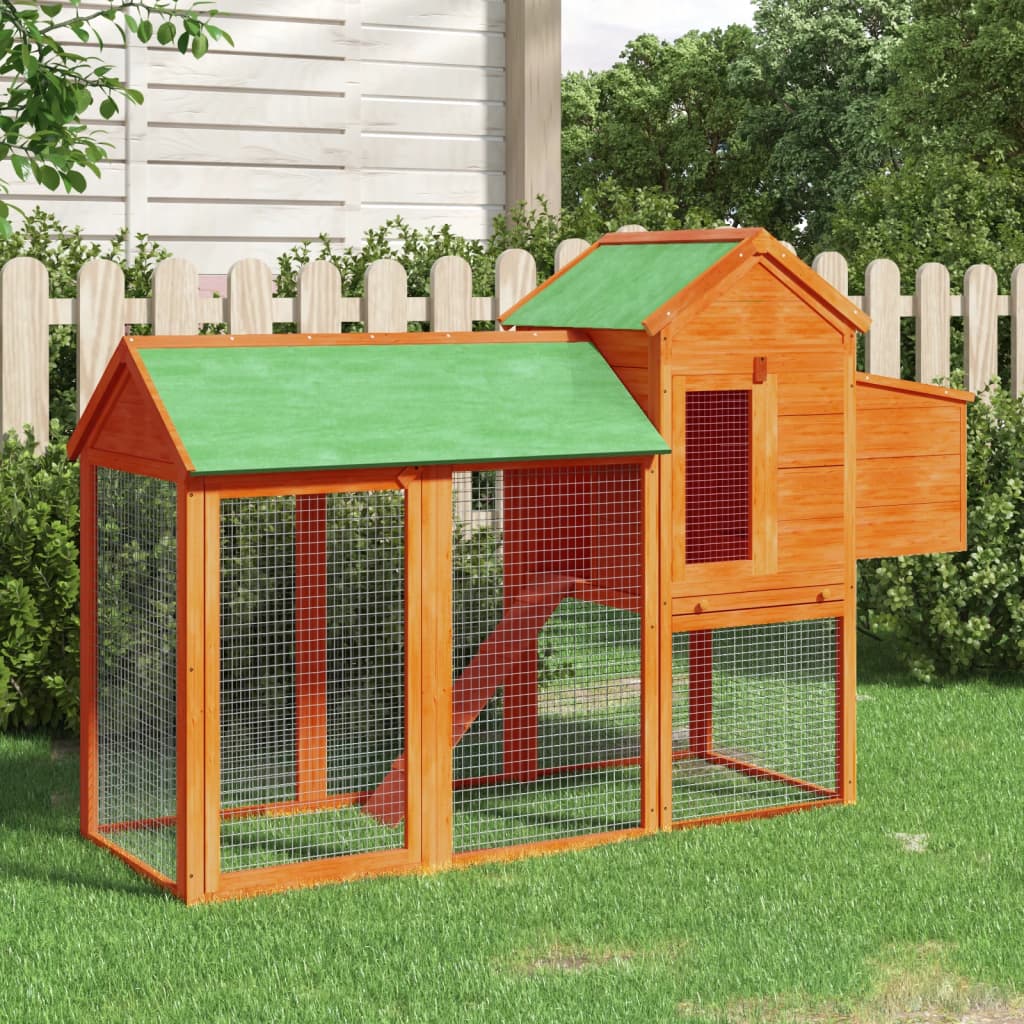 vidaXL Chicken Coop 193x65x117 cm Solid Wood Pine