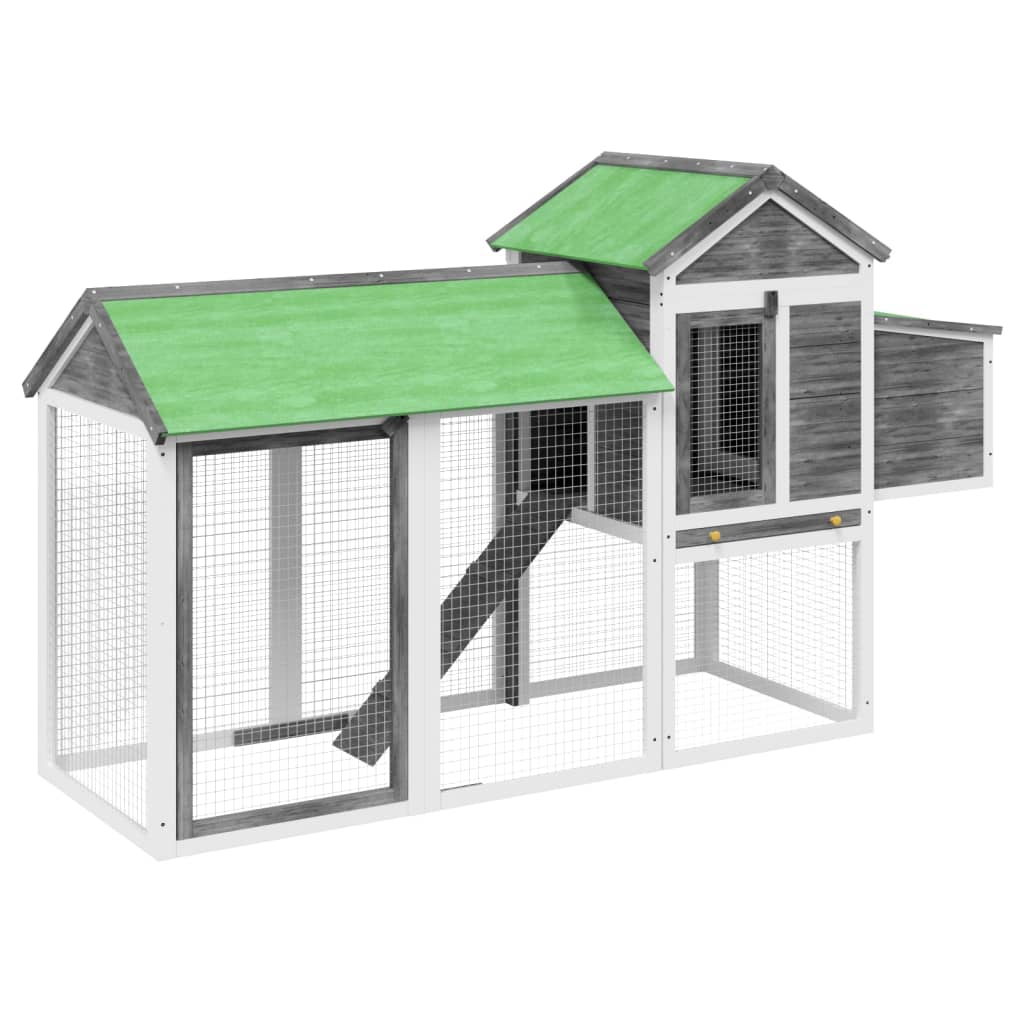 Chicken Coop 193x65x117 cm Solid Wood Pine Grey