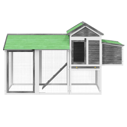 vidaXL Chicken Coop Grey 193x65x117 cm Solid Wood Pine 3