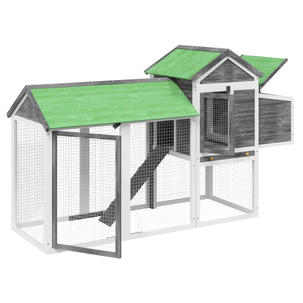 vidaXL Chicken Coop Grey 193x65x117 cm Solid Wood Pine 4