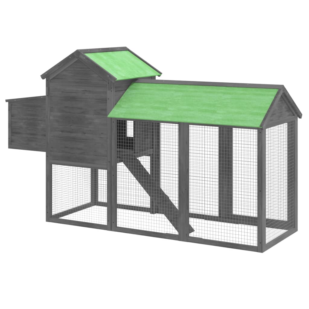 vidaXL Chicken Coop Grey 193x65x117 cm Solid Wood Pine 5