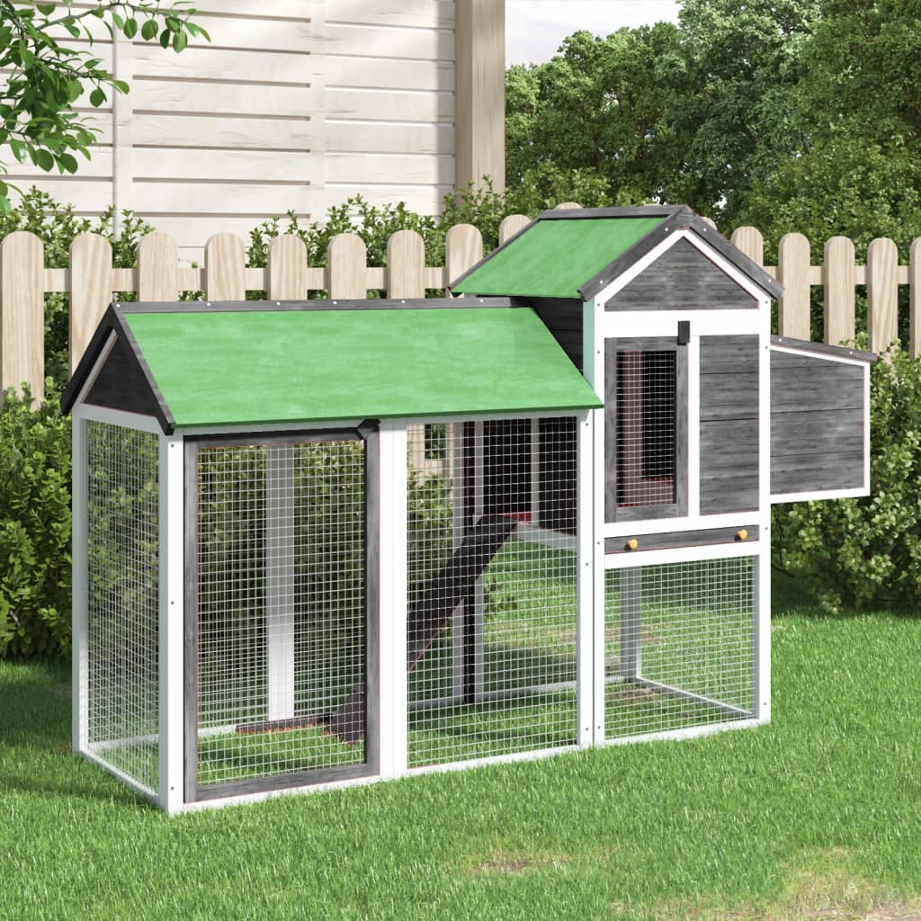vidaXL Chicken Coop Grey 193x65x117 cm Solid Wood Pine 1