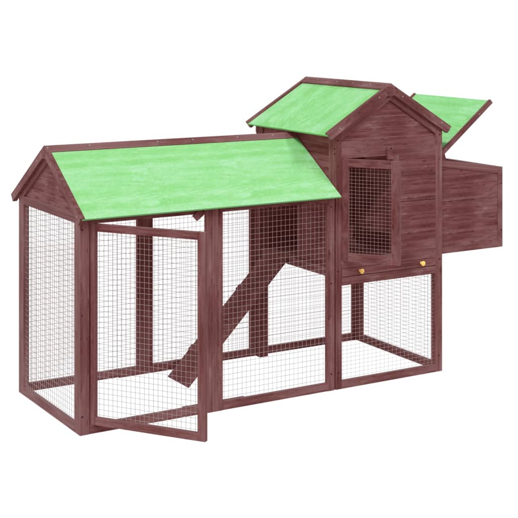 vidaXL Chicken Coop Mocha 193x65x117 cm Solid Wood Pine 4
