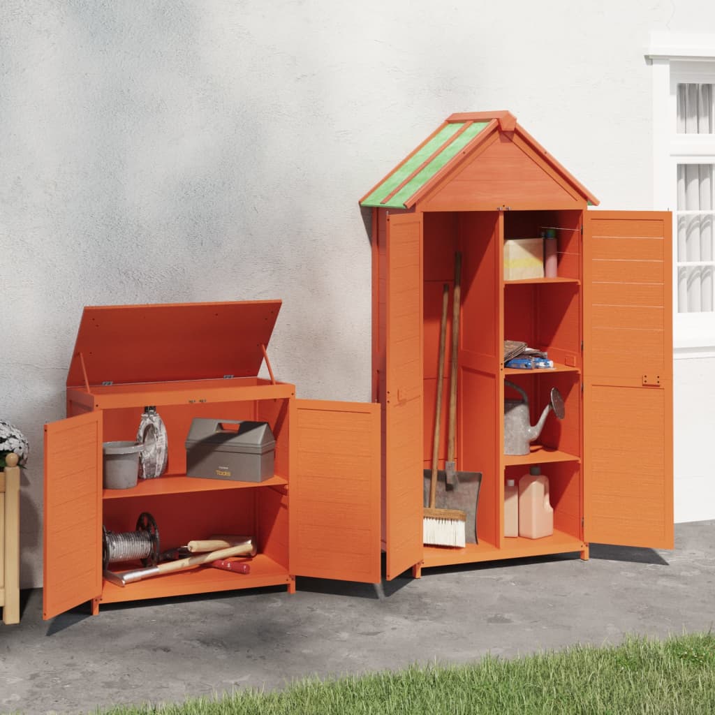 vidaXL 2 Piece Garden Tool Shed Set Brown Solid Wood Pine 3