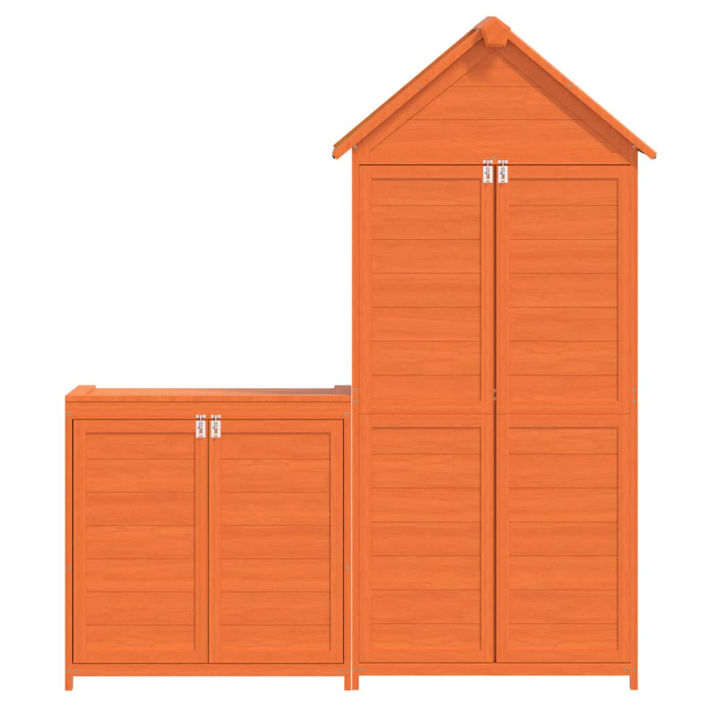 vidaXL 2 Piece Garden Tool Shed Set Brown Solid Wood Pine 4